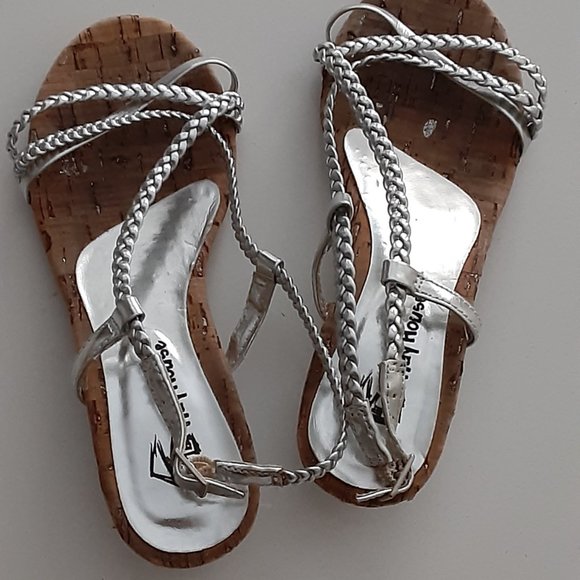 Playhouse silver & cork little girls sandals size 12 - Picture 3 of 6